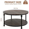 Round Coffee Table Coffee Table For Living Room 2-Tier Rustic Wood Desktop With Storage Shelf Modern Design Home Furniture