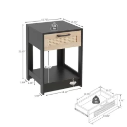 15.75" Rattan Night Stands With Drawer Bedside End Table For Small Space -Garvee GUEST b81a7f6b 2d12 4c3e b6df d1caa00a96bc