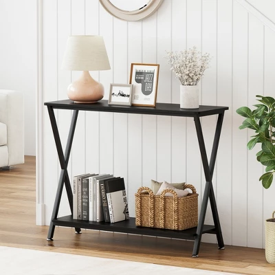 Narrow Console Table Behind Couch Table, 2-Tier Industrial Entryway Table For Living Room, Hallway, Foyer (Vintage) 7 Narrow Console Table Behind Couch Table, 2-Tier Industrial Entryway Table For Living Room, Hallway, Foyer (Vintage) - Image 5
