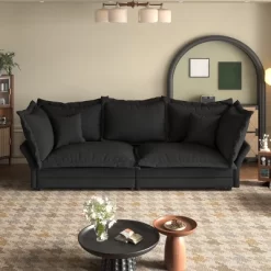 90.55" Modern Sofa Couch, Comfy Upholstered Deep Seat Sofa With Pillows, Convertible Loveseat For Living Room Bedroom Apartment Office -Garvee GUEST b98cf28b ffc7 4133 84c0 4627571b9196