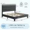 King Bed Frame Platform Bed With Adjustable Headboard, Linen Fabric Upholstered And Wooden Slats Support, Easy Assembly, Dark Grey 2 King Bed Frame Platform Bed With Adjustable Headboard, Linen Fabric Upholstered And Wooden Slats Support, Easy Assembly, Dark Grey -Garvee GUEST b9b428e1 9d67 4655 982d f229242f03db
