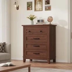 4 Dresser For Bedroom, 34.8" Tall Drawer Dresser With Storage Freestanding, Wooden Closet Storage Chest For Living Room, Bedroom, Office -Garvee GUEST ba146c5b 48c3 422d 9fe5 d497303c269a