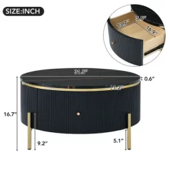 31.5" Modern Round Coffee Table, Accent Table With Marble Pattern Tabletop, Center Sofa Table For Living Room Apartment Office Balcony -Garvee GUEST ba640519 4f4e 4cfa 8bf7 3bca09ad9355