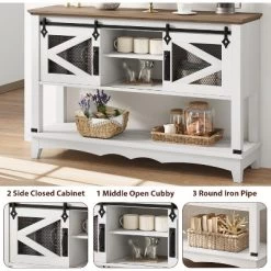 Farmhouse Entryway Console Table With Storage,46" Rustic Sofa Table With Sliding Barn Doors,Cabinet Organizer For Entryway,Living Room And Hallway -Garvee GUEST baac2d70 acc9 4ea4 bf18 891b97d2c3d0