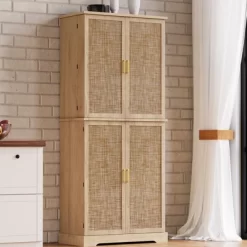 Pantry Cabinet, Kitchen Storage Cabinets With Doors And Shelves, 72" Tall Farmhouse Rattan Pantries With Drawers For Dining Room, Living Room -Garvee GUEST bb018df4 6952 4b03 9732 9cb729bc7082