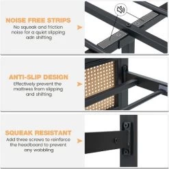 Whizmax King/Queen/Full Size Rattan Bed Frame With Headboard, Boho Cane Platform Bed Frame With Strong Metal Slat, Noise Free, No Box Spring Needed 12 Whizmax King/Queen/Full Size Rattan Bed Frame With Headboard, Boho Cane Platform Bed Frame With Strong Metal Slat, Noise Free, No Box Spring Needed -Garvee GUEST bb2e8131 3ee9 47b6 8e46 c4fae38573dc