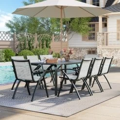71" Modern Outdoor Dining Table With Umbrella Hole - Marine-Grade Aluminum Patio Table, Weatherproof & Rust-Proof Design For Restaurants, Backyards -Garvee GUEST bbb75f03 78f2 4e3b 8ac8 b154694efb85