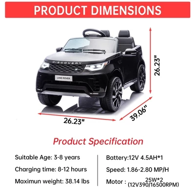 Garvee 12V Kids Electric Ride-On Car With Remote – Land Rover Licensed Toy Vehicle With LED Lights, Music, Seatbelt & Dual Motors 3 Garvee 12V Kids Electric Ride-On Car With Remote – Land Rover Licensed Toy Vehicle With LED Lights, Music, Seatbelt & Dual Motors