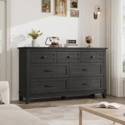 7 Dresser For Bedroom, 54" Wide Drawer Dresser With Storage Freestanding, Wooden Closet Storage Chest For Living Room, Bedroom, Office -Garvee GUEST bc52dc06 8328 403c a222 32e1ef6faef4