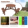 6 Person Wooden Picnic Table Set, Outdoor Round Picnic Table With Benches & Umbrella Hole, Table And Bench Set For Garden Backyard Patio -Garvee GUEST bcd6fbe6 1525 4671 9f65 57593fb3b544