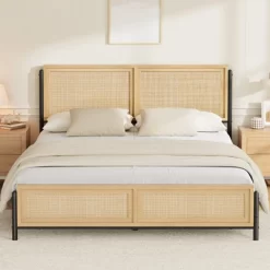 Garvee Bed Frame With Natural Rattan Headboard And Footboard, Wooden Platform No Box Spring Needed, Noise-Free Metal Bedframe 11 Garvee Bed Frame With Natural Rattan Headboard And Footboard, Wooden Platform No Box Spring Needed, Noise-Free Metal Bedframe -Garvee GUEST bd082165 d8f4 4614 ac8a 7dfd2326ed21