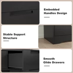 7 Drawer Dresser For Bedroom, Black 7 Chest Of Drawers With Embedded Handles, Wooden Dresser Organizer Tv Stand For Living Room Nursery Hallway -Garvee GUEST bd54c346 013a 4d37 838d 53b435177a3c