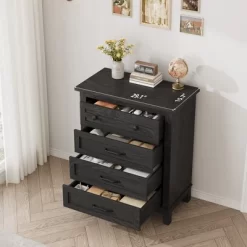 4 Dresser For Bedroom, 34.8" Tall Drawer Dresser With Storage Freestanding, Wooden Closet Storage Chest For Living Room, Bedroom, Office -Garvee GUEST bdee0d91 96d5 4743 a579 3bdc83f03c41