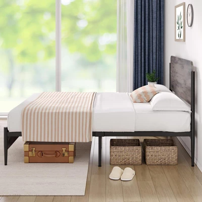 Garvee Bed Frame With Wooden Headboard And Footboard,Metal Bed Frame, No Box Spring Needed, 14 Inch Easy To Assemble Noise Free Mattress Foundation 4 Garvee Bed Frame With Wooden Headboard And Footboard,Metal Bed Frame, No Box Spring Needed, 14 Inch Easy To Assemble Noise Free Mattress Foundation - Image 2