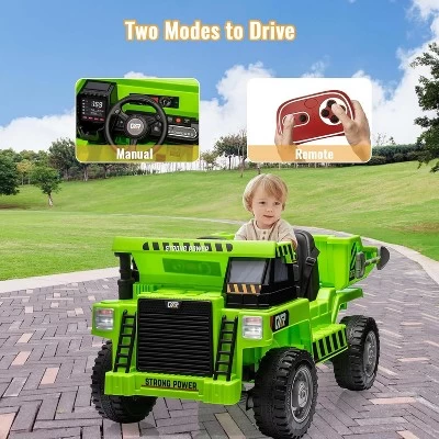 12V Ride On Dump Truck For Kids With Parental Remote Control 4-Wheeler Toy Electric Car 11 12V Ride On Dump Truck For Kids With Parental Remote Control 4-Wheeler Toy Electric Car - Image 9