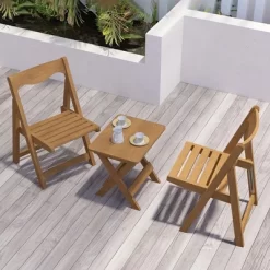 3-Piece Patio Bistro Set With Rectangular Coffee Table, 2 Chairs Outdoor Wood Foldable Small Table And Chair Set 12 3-Piece Patio Bistro Set With Rectangular Coffee Table, 2 Chairs Outdoor Wood Foldable Small Table And Chair Set -Garvee GUEST be93ec0a 6db0 4136 b4de 35f51c6ab81a