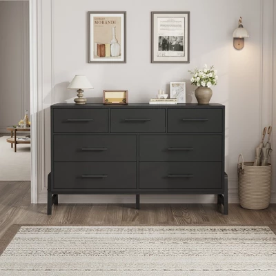 Garvee 7 Dresser For Bedroom, Freestanding 52" Wide Drawer Dresser With Storage, Wooden Closet Storage Chest For Living Room, Bedroom 3 Garvee 7 Dresser For Bedroom, Freestanding 52" Wide Drawer Dresser With Storage, Wooden Closet Storage Chest For Living Room, Bedroom