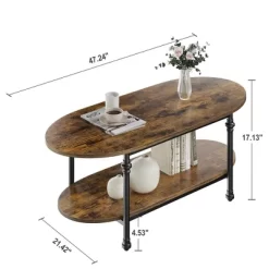 Whizmax Oval Coffee Table Unique Tea Table, Cocktail Table Low Storage Coffee Table 2 Tier Center Table For Living Room 15 Whizmax Oval Coffee Table Unique Tea Table, Cocktail Table Low Storage Coffee Table 2 Tier Center Table For Living Room -Garvee GUEST bf1117ce 4716 410b 8d38 83d8b34133d8