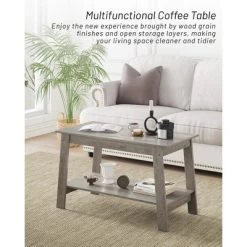 2-Tier Industrial Coffee Table With Storage Shelf For Small Apartment Living Room -Garvee GUEST bf750db2 b800 4983 b65e 8f4ea44a5ab7