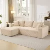 108" L-Shaped Corduroy Sectional Sofa - Plush Modular Couch With Left Chaise, No Assembly Required, Modern Lounge Sofa For Living Room