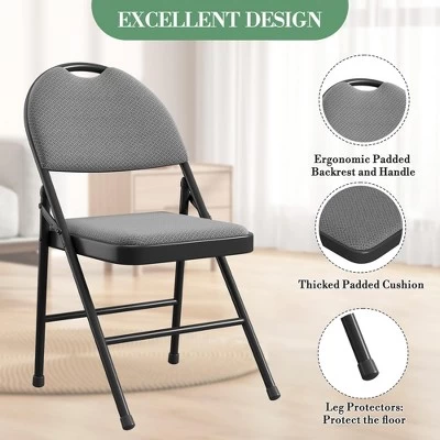 4 Pack Fabric Padded Folding Chairs, Commercial Metal Folding Chair With Padded Back, 350 Lbs Weight Capacity Comfortable Foldable Chair 5 4 Pack Fabric Padded Folding Chairs, Commercial Metal Folding Chair With Padded Back, 350 Lbs Weight Capacity Comfortable Foldable Chair - Image 3