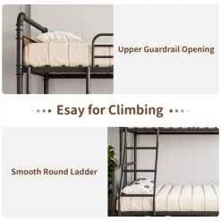 Whizmax Twin Over Full Bunk Bed - Metal Frame With High Guardrail & Ladder, Convertible For Kids/Adults, No Box Spring -Garvee GUEST c0092e26 a7f0 4dfc b6ac d7c0889aab77