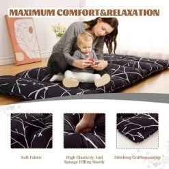 Floral Printed Futon Floor Mattress Twin/Full Size Japanese Style Roll Up Sleeping Mattress Pad For Indoor Outdoor Travel -Garvee GUEST c031dd4b cd68 42c7 b4e1 4099dec2e8ce