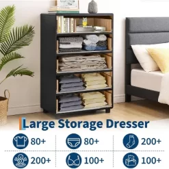 Modern Chest Of Drawers With Natural Texture, Curved Profile Design, Dresser TV Stand, Wood Drawer Organizer For Bedroom, Living Room, Natural Oak 15 Modern Chest Of Drawers With Natural Texture, Curved Profile Design, Dresser TV Stand, Wood Drawer Organizer For Bedroom, Living Room, Natural Oak -Garvee GUEST c0f8fec4 8641 4e3b bb4a 252cc7303270