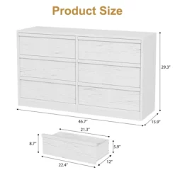 Garvee 6 Drawer Dresser For Bedroom, White Double Dresser Organizer With Concave Handles, Modern Chest Of Drawers For Bedroom Living Room Nursery -Garvee GUEST c13b7db9 c423 4103 b510 4d6ef7d01541