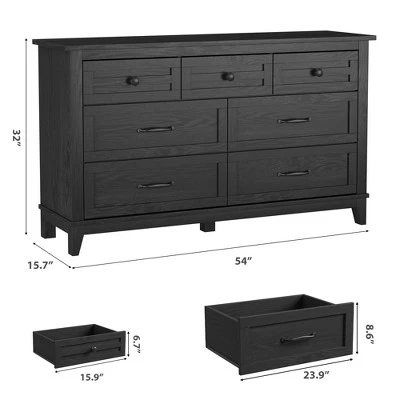 Garvee 7 Dresser For Bedroom, 54" Wide Drawer Dresser With Storage Freestanding, Wooden Closet Storage Chest For Living Room, Bedroom 5 Garvee 7 Dresser For Bedroom, 54" Wide Drawer Dresser With Storage Freestanding, Wooden Closet Storage Chest For Living Room, Bedroom - Image 3