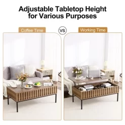 WhizMax Lift Top Coffee Table, Mid Century Modern Coffee Table, Farmhouse Wooden Coffee Table With Hidden Storage Compartment -Garvee GUEST c1a2dbdb 753d 4b15 9a88 3de845aaa51c