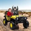 Kids Ride On Car, 24V 2 Seater, With Remote Control, Kids Electric Vehicle With 19" Wide Seat, LED, Spring Suspension, Yellow