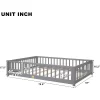 Grey Twin Size Floor Bed With Door And Fence For Kids, Floor Bed With Slats And Safety Guardrails,Solid Wood Twin Bed Frame For Girls Boys -Garvee GUEST c2390950 0023 48e5 b04d 38d6dec440c8