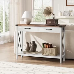 Farmhouse Console Table With 2 Drawers And Storage Shelf, Wood Sofa Table For Entryway, Living Room, Hallway, And Foyer 21 Farmhouse Console Table With 2 Drawers And Storage Shelf, Wood Sofa Table For Entryway, Living Room, Hallway, And Foyer -Garvee GUEST c27caae0 fe56 44c9 8151 e94c3f8e057d