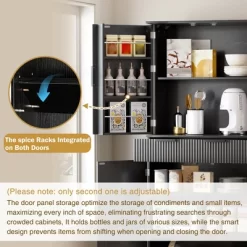 72" Fluted Kitchen Pantry Cabinet, Freestanding Cupboard Storage Cabinet With Drawers, Coffee Bar Cabinet For Living Room Hallway -Garvee GUEST c2ee5019 7efe 4abe 8d3f 284c81bfaeb9