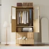 Bedroom Wooden Armoire Wardrobe Closet, Wardrobe Armoire Cabinet With 2 Doors And Drawers, Freestanding Armoire With Shelves & Hanging Rod -Garvee GUEST c38b5123 1d0f 4b48 8384 92b7ca38ed53