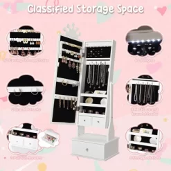 Kids Jewelry Armoire With Storage Cabinet And Led Light -Garvee GUEST c3e9bb05 74b3 4594 b2f4 624f12dedc92