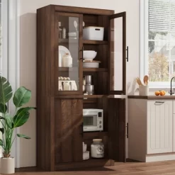 Garvee Tall Kitchen Pantry, Wood Pantry Storage Cabinet With 4 Doors & Adjustable Shelves, Farmhouse Freestanding Pantry Cupboard For Dining -Garvee GUEST c412c61c 68d2 4fe5 9049 d60909c414a1