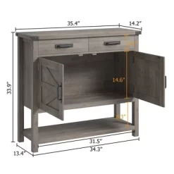 Farmhouse Entryway Table With 2-Door Cabinet & 2 Drawers, Wood Console Table With Storage, Coffee Bar Cabinet, Sofa Tables Buffet Sideboard