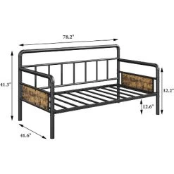 Daybed With Trundle, Twin Daybed With Pop Up Trundle Set, Metal Twin Bed Frame With Steel Slat Support, Sofa BedFrame For Kids/Teens/Adults