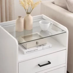 Garvee Bedside Table With 2 Drawers, LED Nightstand Wooden Cabinet Unit With Lights For Bedroom, Living Room, White 15 Garvee Bedside Table With 2 Drawers, LED Nightstand Wooden Cabinet Unit With Lights For Bedroom, Living Room, White -Garvee GUEST c56fb875 1629 4a95 9bea f735c17b2cce