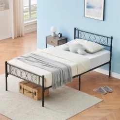 Twin/Twin XL/Queen Size Metal Bed Frame With Heart Design Headboard, Under Bed Storage, No Box Spring Needed For Kids & Teens -Garvee GUEST c5966afc 7f04 44bb a164 148d96ec4661
