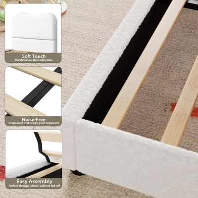 Kids Bed Frame With Upholstered Headboard, Low Profile Sturdy Platform Bed With Soft Boucle Fabric For Girls And Boys, Heavy Duty, Wooden Slats 8 Kids Bed Frame With Upholstered Headboard, Low Profile Sturdy Platform Bed With Soft Boucle Fabric For Girls And Boys, Heavy Duty, Wooden Slats - Image 6