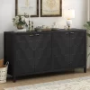 Sideboard Buffet Cabinet, Wooden Floor Storage Console Table, Sideboard Cabinet W/4 Honeycomb Pattern Designed Doors For Entryway Dining Room, Blue -Garvee GUEST c67599d5 6b7d 42a9 a380 08dd96eb8b86