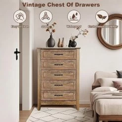 Chest Of Dresser, Wood Vintage Dresser 5 Drawer, Tall Dressers For Closet, Dressers For Storage Organizer, For Closet Living Room, Kids Bedroom 15 Chest Of Dresser, Wood Vintage Dresser 5 Drawer, Tall Dressers For Closet, Dressers For Storage Organizer, For Closet Living Room, Kids Bedroom -Garvee GUEST c7305a4f 8c7b 451a a8c5 c99d5da55641