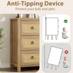 Rattan 3 Dresser For Bedroom, 29" Boho Tall Drawer Dresser With Storage, Wooden Closet Dressers Chest Of Drawers Freestanding For Home, Natural 11 Rattan 3 Dresser For Bedroom, 29" Boho Tall Drawer Dresser With Storage, Wooden Closet Dressers Chest Of Drawers Freestanding For Home, Natural -Garvee GUEST c7aa3f57 9cb3 47d5 98f6 1c69d79c7273