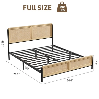 Garvee Bed Frame With Natural Rattan Headboard And Footboard, Wooden Platform No Box Spring Needed, Noise-Free Metal Bedframe 3 Garvee Bed Frame With Natural Rattan Headboard And Footboard, Wooden Platform No Box Spring Needed, Noise-Free Metal Bedframe