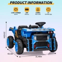 Ride On Dump Truck, 2 Seater Ride On Construction Vehicle With Remote Control, Electric Dump Bed, Ride On Car Toy For Kids