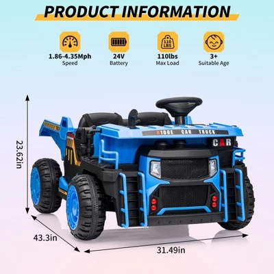 Ride On Dump Truck, 2 Seater Ride On Construction Vehicle With Remote Control, Electric Dump Bed, Ride On Car Toy For Kids 3 Ride On Dump Truck, 2 Seater Ride On Construction Vehicle With Remote Control, Electric Dump Bed, Ride On Car Toy For Kids