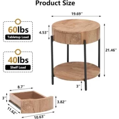 Garvee Round End Table Wood Side Table With Drawer For Living Room, Bedroom And Small Spaces, Brown 15 Garvee Round End Table Wood Side Table With Drawer For Living Room, Bedroom And Small Spaces, Brown -Garvee GUEST c807beca 8681 4544 9119 4108219663c6